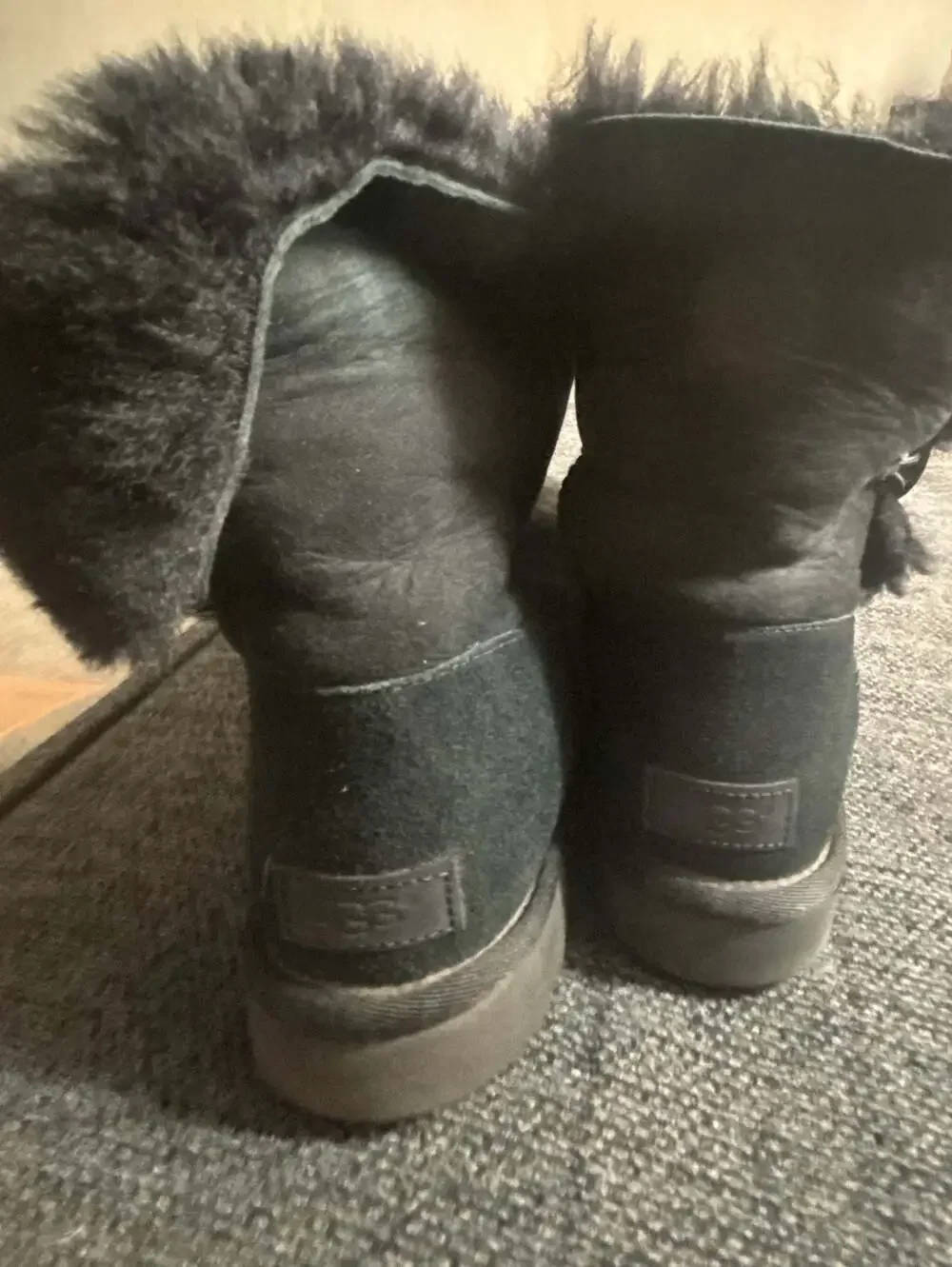 UGG Bailey Button Sheepskin Suede Winter Boots black